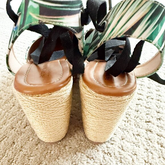 PATRICIA RAMIREZ SWIMWEAR PALM LEAF Ankle Wrap Platform Espadrille Sandal - Picture 6 of 12